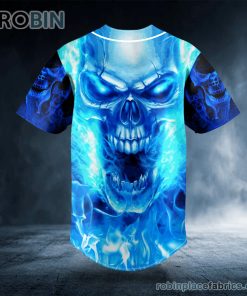 blue flaming skull custom baseball jersey 552 hr1Hz