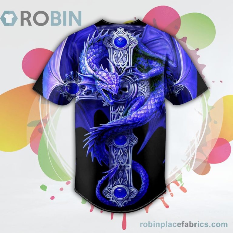 Blue Gothic Dragon Baseball Jersey RB4601