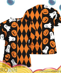 boo pumpkin halloween all over print aop shirt t shirt ECbY7