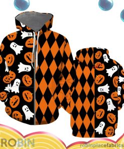 boo pumpkin halloween all over print aop shirt zip hoodie MOez2
