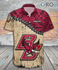 Boston College Eagles Casual Button Down Hawaiian Shirt Grunge Polynesian Tattoo – NCAA