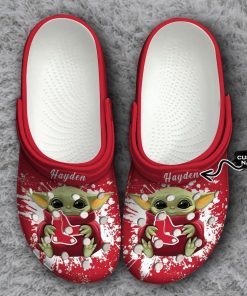 Boston Red Sox Baby Yoda Crocs Clog Shoes