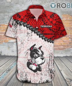 Boston University Terriers Casual Button Down Hawaiian Shirt Grunge Polynesian Tattoo – NCAA