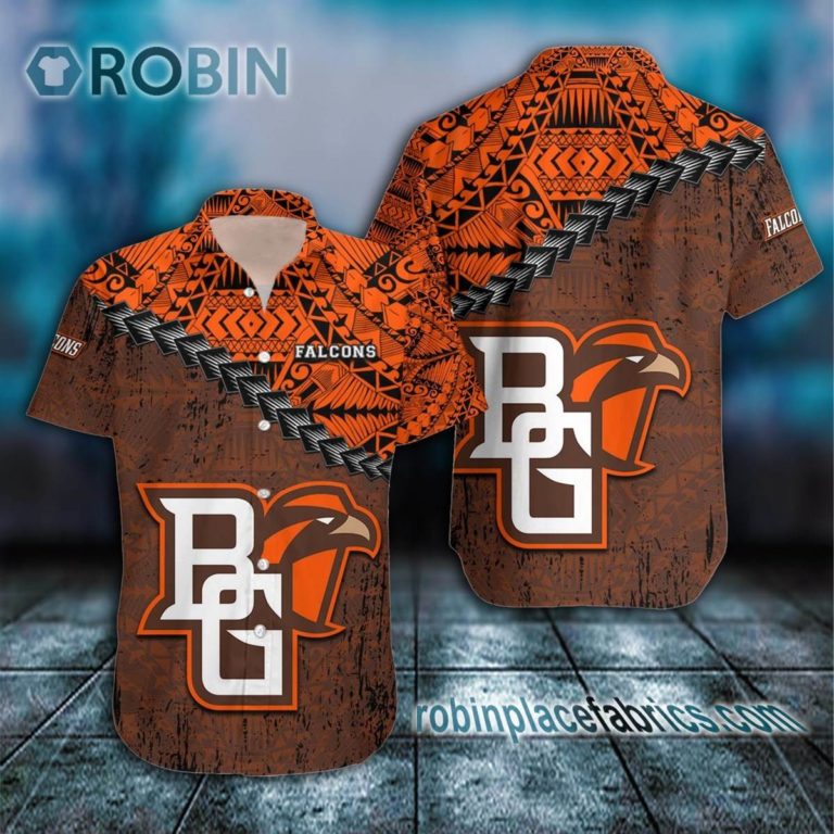 Bowling Green Falcons Casual Button Down Hawaiian Shirt Grunge Polynesian Tattoo – NCAA