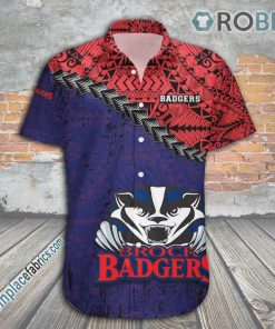 Brock Badgers Casual Button Down Hawaiian Shirt Grunge Polynesian Tattoo – CA CIS