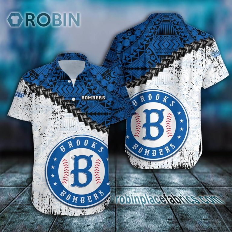 Brooks Bombers Casual Button Down Hawaiian Shirt Grunge Polynesian Tattoo – CA BASEBALL