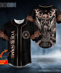 brown odin allfather king viking custom baseball jersey 164 6JGej