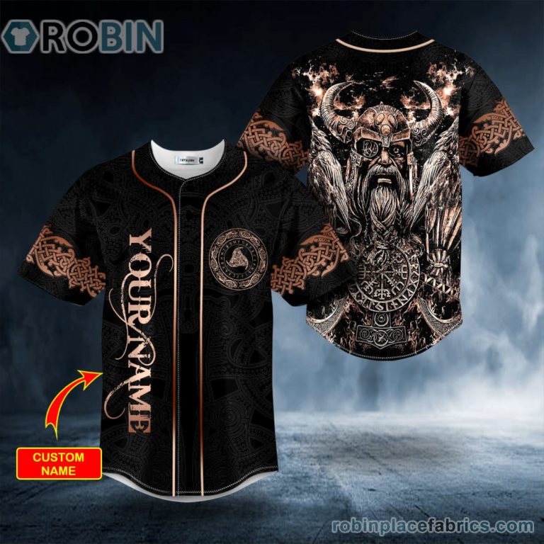 Brown Odin Allfather King Viking Custom Baseball Jersey