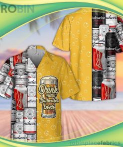 Budweiser Beer Short Sleeve Button Down Hawaiian Shirt
