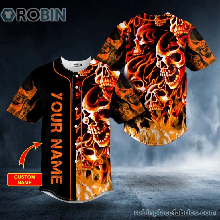 Burning Skull Custom Baseball Jersey
