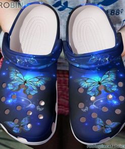 Butterfly Clog Whitesole Blue Butterfly Crocs Crocband Clog 3D Crocs Print Full