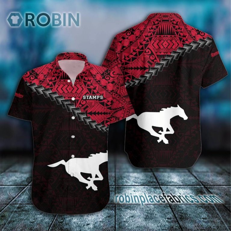 Calgary Stampeders Casual Button Down Hawaiian Shirt Grunge Polynesian Tattoo – CA FOOTBALL