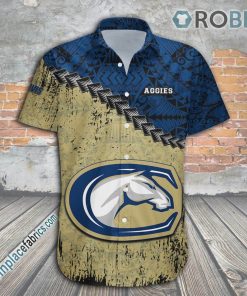 California Davis Aggies Casual Button Down Hawaiian Shirt Grunge Polynesian Tattoo – NCAA