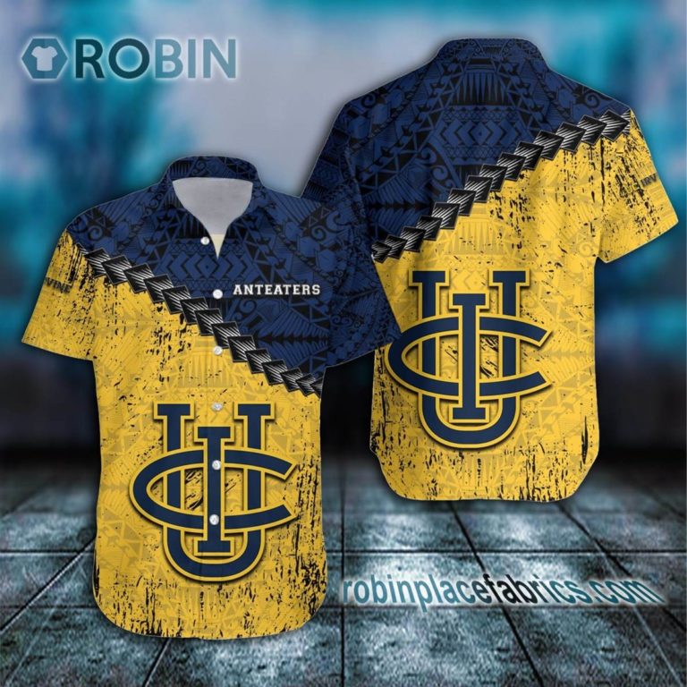 California Irvine Anteaters Casual Button Down Hawaiian Shirt Grunge Polynesian Tattoo – NCAA