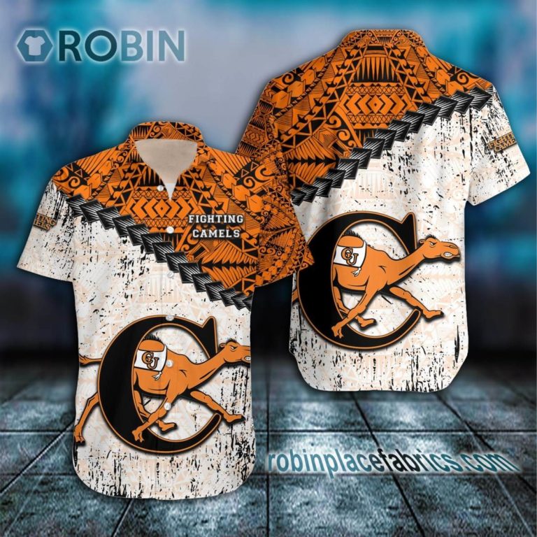 Campbell Fighting Camels Casual Button Down Hawaiian Shirt Grunge Polynesian Tattoo – NCAA