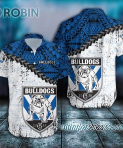 canterbury bankstown bulldogs casual button down hawaiian shirt grunge polynesian tattoo nrl 175 Sdcjh