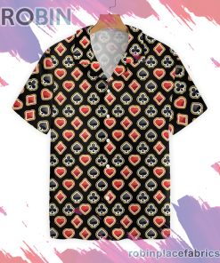 Casino Poker Black Background Hawaiian Shirt, Casual Short Sleeve Shirt