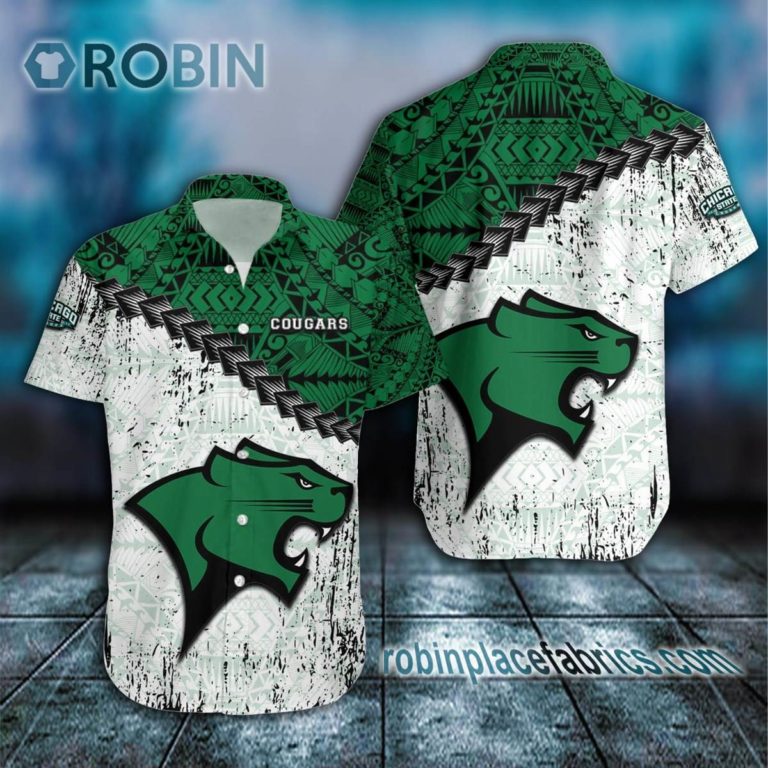 Chicago State Cougars Casual Button Down Hawaiian Shirt Grunge Polynesian Tattoo – NCAA