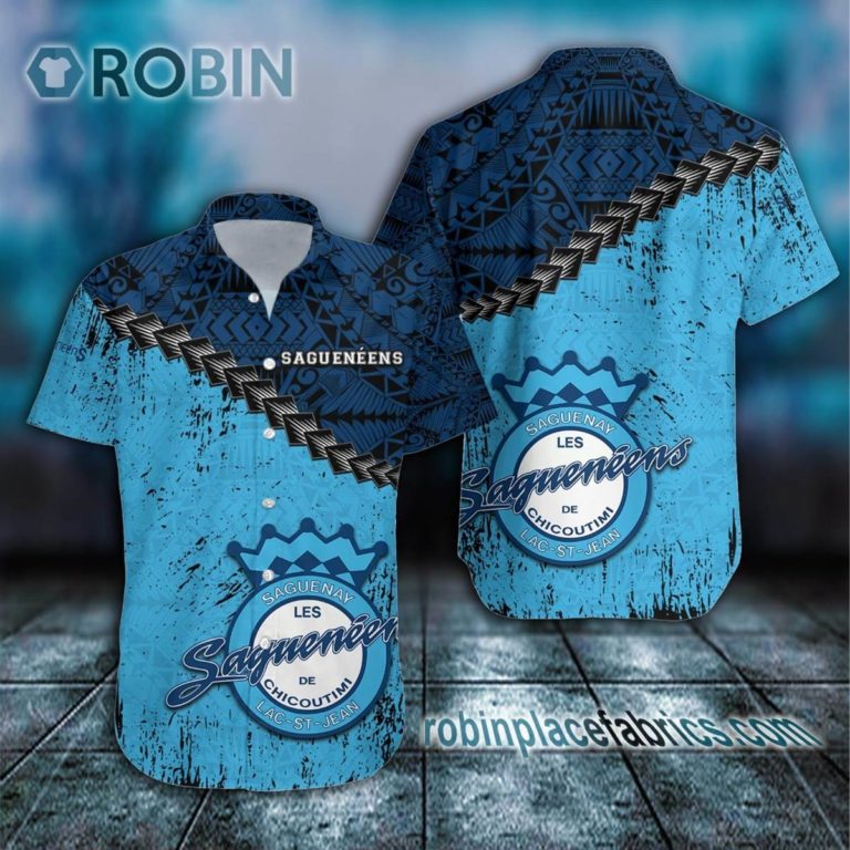 Chicoutimi Saguen?ens Casual Button Down Hawaiian Shirt Grunge Polynesian Tattoo – CA HOCKEY