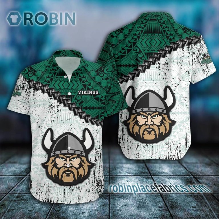 Cleveland State Vikings Casual Button Down Hawaiian Shirt Grunge Polynesian Tattoo – NCAA