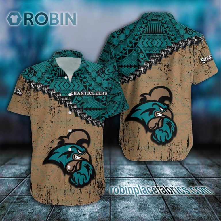 Coastal Carolina Chanticleers Casual Button Down Hawaiian Shirt Grunge Polynesian Tattoo – NCAA