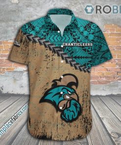 Coastal Carolina Chanticleers Casual Button Down Hawaiian Shirt Grunge Polynesian Tattoo – NCAA