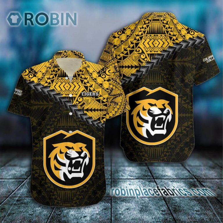 Colorado College Tigers Casual Button Down Hawaiian Shirt Grunge Polynesian Tattoo – NCAA