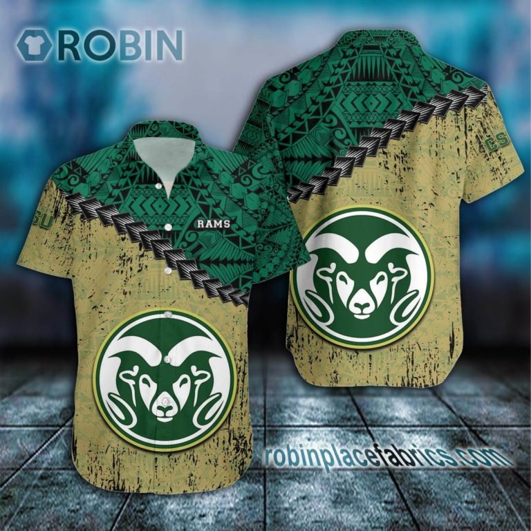 Colorado State Rams Casual Button Down Hawaiian Shirt Grunge Polynesian Tattoo – NCAA