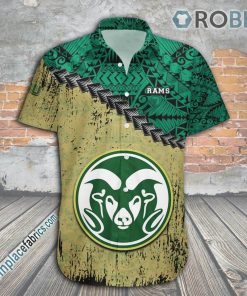 Colorado State Rams Casual Button Down Hawaiian Shirt Grunge Polynesian Tattoo – NCAA