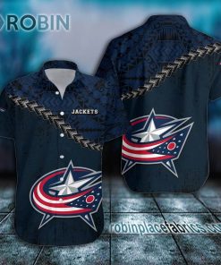 columbus blue jackets casual button down hawaiian shirt grunge polynesian tattoo nhl 160 KZSa0