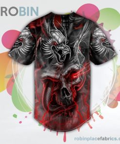 Combat Dragon Glowing Eye Ghost Skull Baseball Jersey RB2660 Combat Dragon Glowing Eye Ghost Skull Baseball Jersey RB2660