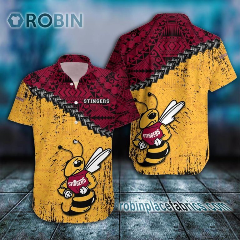 Concordia Stingers Casual Button Down Hawaiian Shirt Grunge Polynesian Tattoo – CA CIS
