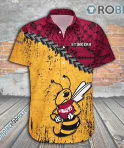 Concordia Stingers Casual Button Down Hawaiian Shirt Grunge Polynesian Tattoo – CA CIS