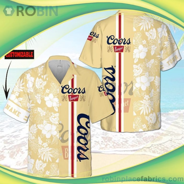 Coors Banquet Short Sleeve Button Down Hawaiian Shirt