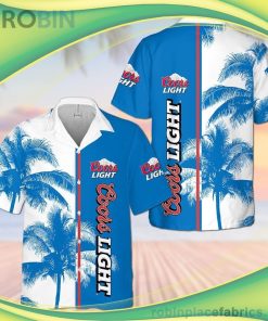 Coors Light Blue Short Sleeve Button Down Hawaiian Shirt