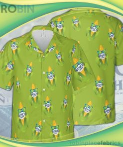 Corn Beer Busch Light 3D Short Sleeve Button Down Hawaiian Shirt