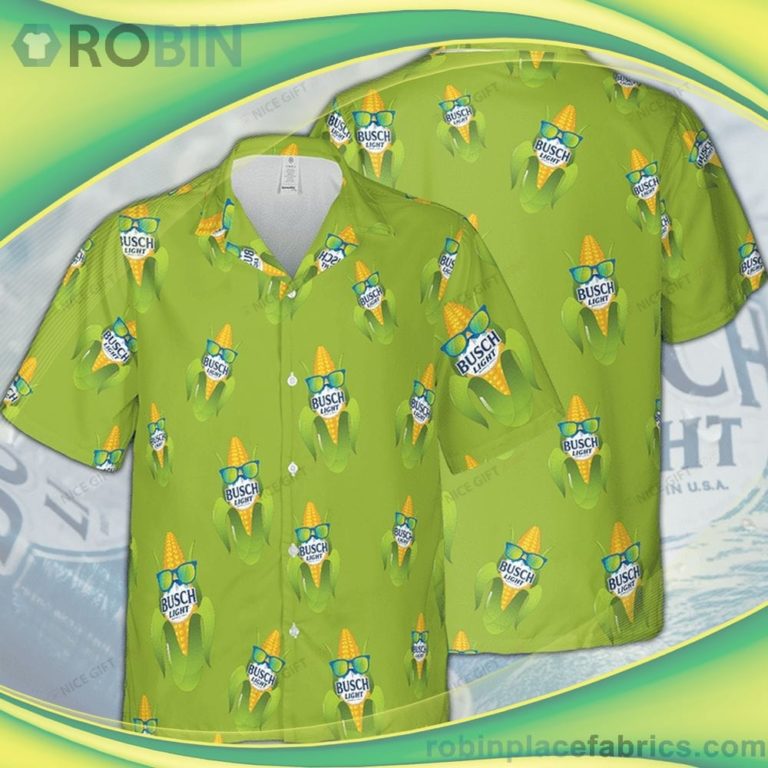Corn Beer Busch Light 3D Short Sleeve Button Down Hawaiian Shirt