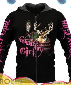 country girl hunting pink 26 black all over print aop shirt zip hoodie 6Jb3z