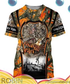 country girl loop orange hunting all over print aop shirt t shirt uPcoY