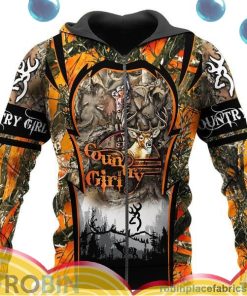 country girl loop orange hunting all over print aop shirt zip hoodie iN70a