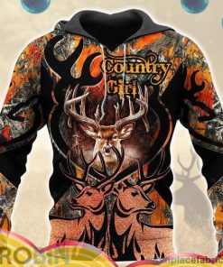 country girl orange deer hunting all over print aop shirt hoodie kgtY9