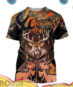 country girl orange deer hunting all over print aop shirt t shirt hk0wM