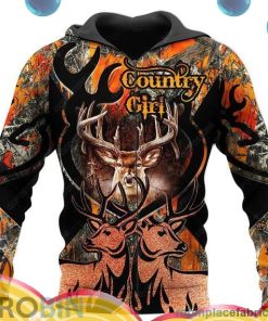 country girl orange deer hunting all over print aop shirt zip hoodie rheM0