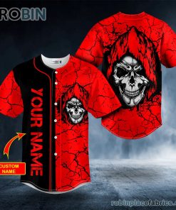 crack red grim reaper custom baseball jersey 161 SYCVF