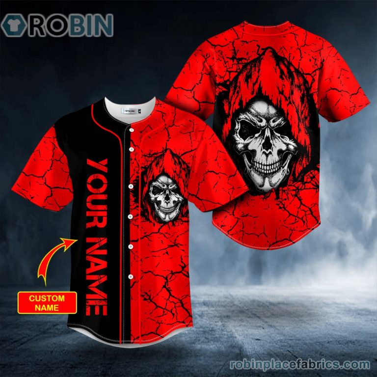 Crack Red Grim Reaper Custom Baseball Jersey