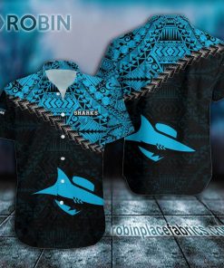 cronulla sutherland sharks casual button down hawaiian shirt grunge polynesian tattoo nrl 156 ZhgTq