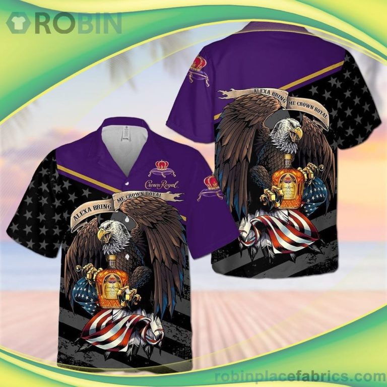 Crown Royal Eagle Short Sleeve Button Down Hawaiian Shirt
