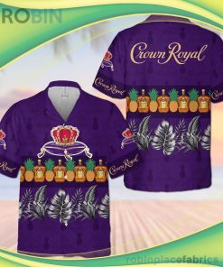 Crown Royal Pineapple Short Sleeve Button Down Hawaiian Shirt