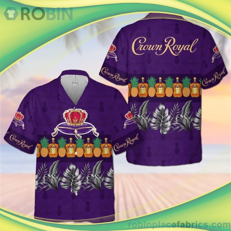 Crown Royal Pineapple Short Sleeve Button Down Hawaiian Shirt