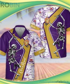 Crown Royal Skeleton Short Sleeve Button Down Hawaiian Shirt